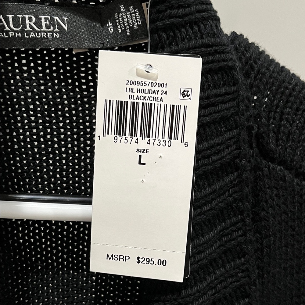 Lauren Ralph Lauren Holiday Fair Isle Open Front Cardigan Sweater NWT Size L - Picture 3 of 3